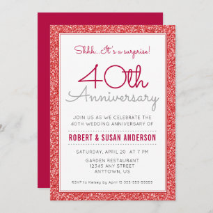 Invitation 40e anniversaire du Mariage Parties scintillant ro
