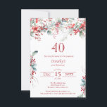 Invitation 40e anniversaire Elégant Berry d'hiver Botanique<br><div class="desc">Invitation vos invités à une fête spéciale d'hiver ou de Noël avec cette élégante fraise rouge et feuillage vert sauge design floral. Des baies rouges profondes sont nichées dans des feuilles et des branches. Le texte rouge ajoute à l'humeur festive. Cet article fait partie de la collection de baies d'hiver....</div>