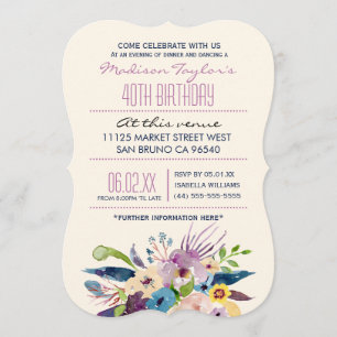 Invitation 40e anniversaire Elegant Bouquet