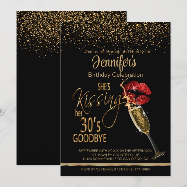 Invitation 40e anniversaire - Elle embrasse ses 30's Goodbye (Devant / Derrière)