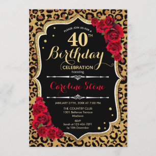 Invitation 40e anniversaire - Empreinte de léopard de Red Ros
