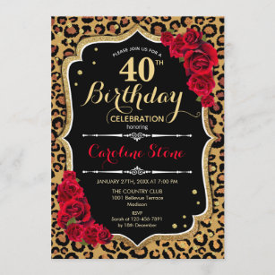 Invitation 40e anniversaire - Empreinte de léopard des Roses 
