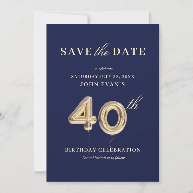 Invitation 40e anniversaire Enregistrer la date (Devant)