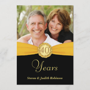 Invitation 40e anniversaire - Faux Pocket Style avec monogram