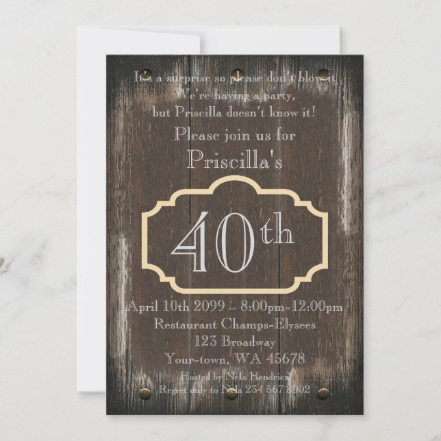 Invitation 40e anniversaire Femme de la fête,Femme de tout âg (Devant)