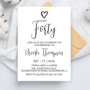 Invitation 40e anniversaire Fête Femmes Hommes 40 ans Anniver