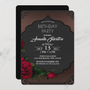 Invitation 40e anniversaire fête gothique Red Roses Invitatio