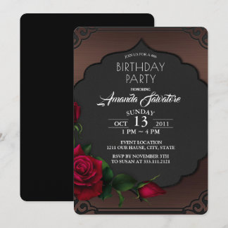 Invitation 40e anniversaire fête gothique Red Roses Invitatio