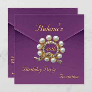 Invitation 40e anniversaire fête Riche Plum Velvet Image