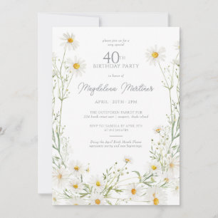 Invitation 40e anniversaire Fleur de naissance du mois d'avri