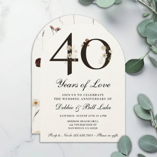 Invitation 40e anniversaire Fleur sauvage de fête 40 ans d'am