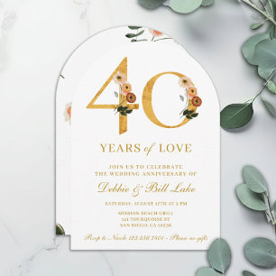 Invitation 40e anniversaire Fleur sauvage de fête 40 ans d'am