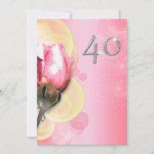 Invitation 40e anniversaire fleuri de couleur jaune rose