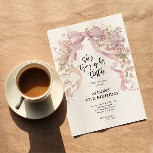 Invitation 40e anniversaire Floral Ribbon Bow