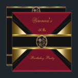 Invitation 40e anniversaire Gold Black Faux Velvet Bijou roug<br><div class="desc">40e Anniversaire Or Noir Faux Velvet Rouge Bijou Floral. Elegant Classy All Occasion Party invitations Modèle</div>