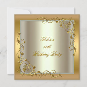 Invitation 40e Anniversaire Gold Cream Floral