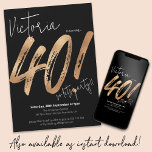 Invitation 40e anniversaire Gold Noir Sassy Moderne minimalis<br><div class="desc">40e Anniversaire Gold Black Sassy Moderne minimaliste Invitation. Elevez votre anniversaire de jalon avec une touche de simplicité grâce à notre design d'invitation. Ce chef-d'oeuvre contemporain allie sans effort l'élégance des accents d'or et de noir pour créer une invitation qui respire le raffinement et le style. Avec une touche de...</div>