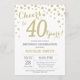 Invitation 40e anniversaire Gold Parties scintillant Diamond