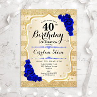 40e anniversaire - Gold Stripes Royal Blue Roses