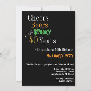 Invitation 40e anniversaire Halloween Cheers Bières Fête Éffr