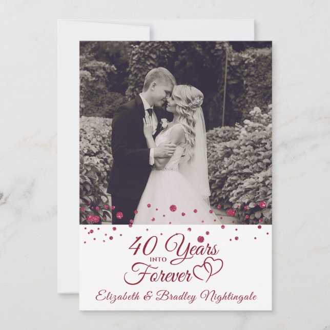 Invitation 40e Anniversaire Hearts DES ANNÉES POUR TOUJOURS P (Devant)