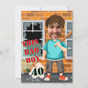 Invitation 40e Anniversaire Homme Mauvais Garçon Drôle Visage