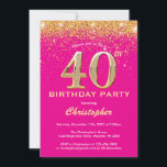 Invitation 40e anniversaire Hot rose et Parties scintillant o<br><div class="desc">40e Anniversaire Hot Pink and Gold Parties scintillant Confetti Invitation Anniversaire. Pour plus de personnalisation,  cliquez sur le bouton "Customiser" et utilisez notre outil de conception pour modifier ce modèle.</div>