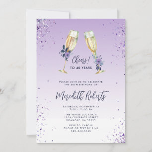 Invitation 40e anniversaire Lavender Ombre Champagne Toast Pa