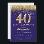 Invitation 40e anniversaire Marine Bleu et Parties scintillan<br><div class="desc">40e anniversaire Marine Parties scintillant bleue et or Confetti Invitation anniversaire. Pour plus de personnalisation,  cliquez sur le bouton "Customiser" et utilisez notre outil de conception pour modifier ce modèle.</div>