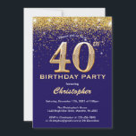 Invitation 40e anniversaire Marine Bleu et Parties scintillan<br><div class="desc">40e anniversaire Marine Parties scintillant bleue et or Confetti Invitation anniversaire. Pour plus de personnalisation,  cliquez sur le bouton "Customiser" et utilisez notre outil de conception pour modifier ce modèle.</div>