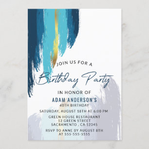 Invitation 40e anniversaire masculin de Brush Stroke