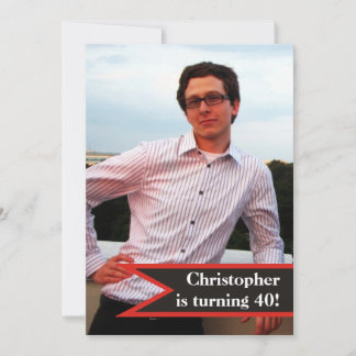 Invitation 40e anniversaire masculin moderne photo masculine