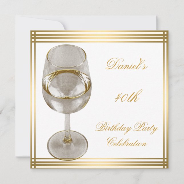 Invitation 40e anniversaire Mens Sepia Gold Boissons froides  (Devant)