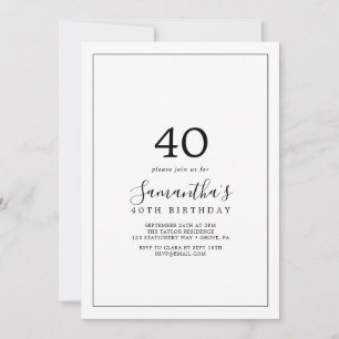 Invitation 40e anniversaire minimaliste