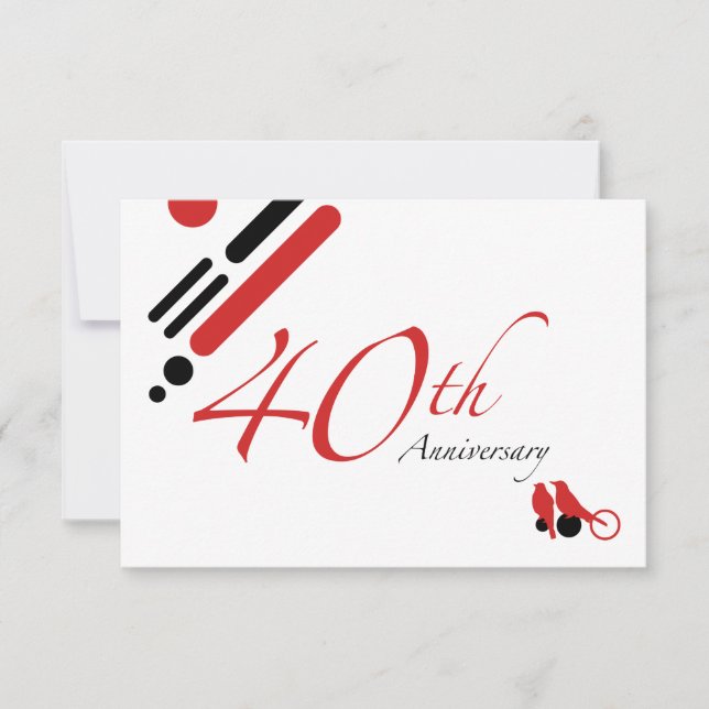 Invitation 40e anniversaire (mod oiseaux) (Devant)