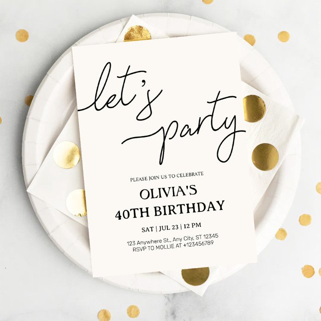 Invitation 40e anniversaire Moderne Faisons la Fête (Créateur téléchargé)