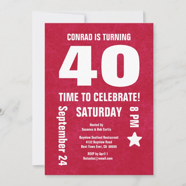 Invitation 40e anniversaire moderne ou année Chevron Retour (Devant)
