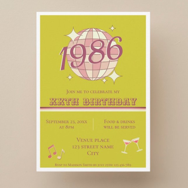 Invitation 40e anniversaire né en 1986 Vintage (Créateur téléchargé)