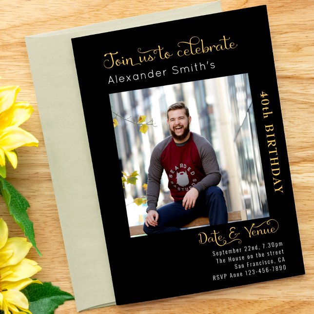 Invitation 40e anniversaire Noir (Créateur téléchargé)