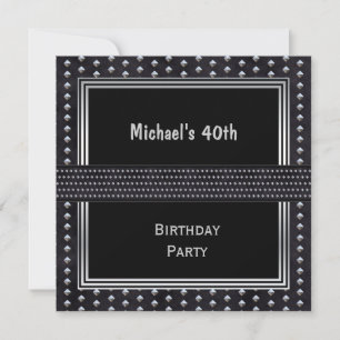 Invitation 40e Anniversaire Noir Studs Argent