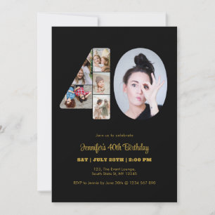 Invitation 40e anniversaire Numéro 40 Photo Collage moderne N