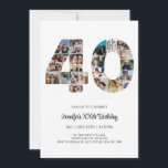 Invitation 40e anniversaire Numéro 40 Photo personnalisée Col<br><div class="desc">Marquez quarante ans de merveilleux souvenirs et des aventures avec ce captivant Collage photo numéro 40e anniversaire. Ce modèle personnalisable est le mélange parfait de créativité et de sentiment, vous permettant de créer un cadeau vraiment mémorable pour la journée spéciale de votre bien-aimé. Capturez l'essence d'années incroyables dans un seul...</div>