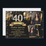 Invitation 40e anniversaire Parties scintillant moderne or Ba<br><div class="desc">40e anniversaire Parties scintillant d'or moderne Ballons 2 Invitation photo</div>