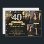 Invitation 40e anniversaire Parties scintillant moderne or Ba<br><div class="desc">40e anniversaire Parties scintillant d'or moderne Ballons 2 Invitation photo</div>