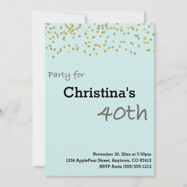 Invitation 40e anniversaire Personnalisé dans Pastel Colors I (Devant)
