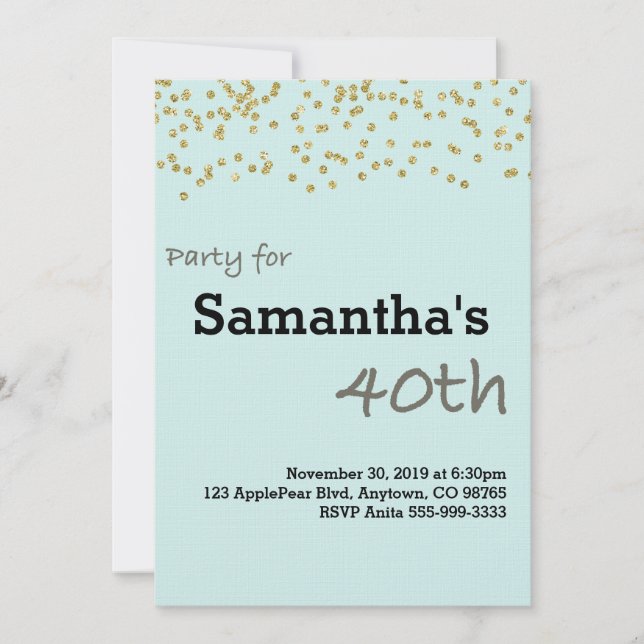 Invitation 40e anniversaire Personnalisé en couleurs pastel (Devant)