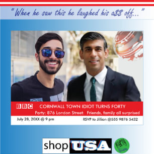 Invitation 40e anniversaire personnalisé pour hommes UK Fake