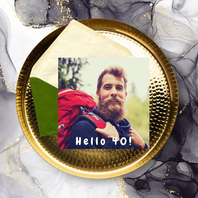 Invitation 40e anniversaire photo bonjour 40 mec noir (Créateur téléchargé)