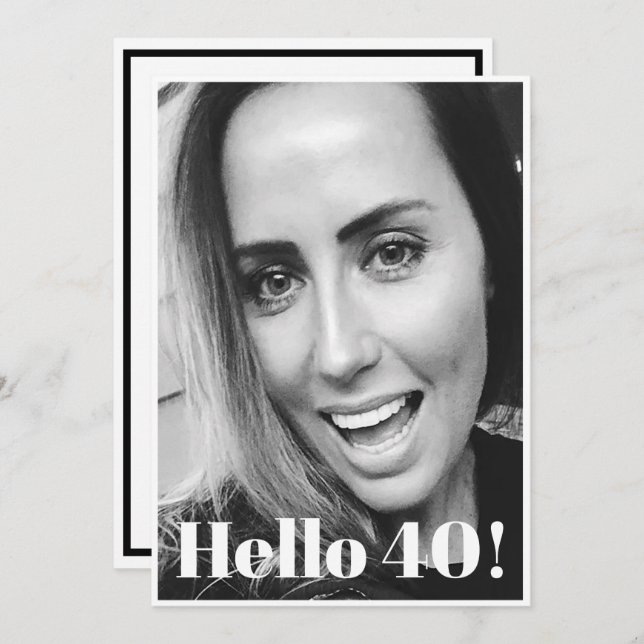 Invitation 40e anniversaire Photo moderne Elégant (Devant / Derrière)