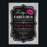 Invitation 40e anniversaire - Quarante fabuleux Black Pink Si<br><div class="desc">Invitation du 40e anniversaire. Design élégant noir blanc avec fausse parties scintillant argent. Comprend des lèvres roses baiser,  confetti et police de script. Parfait pour une soirée d'anniversaire élégante. Trente Fabuleux ! Message-moi si vous avez besoin d'une personnalisation plus poussée.</div>